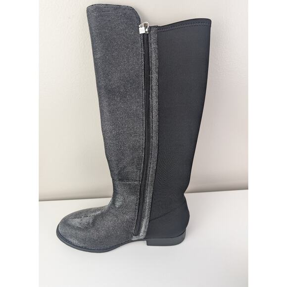 Stuart Weitzman 5050 Shimmer Riding Boots Black Metallic 4 US - Picture 7 of 13